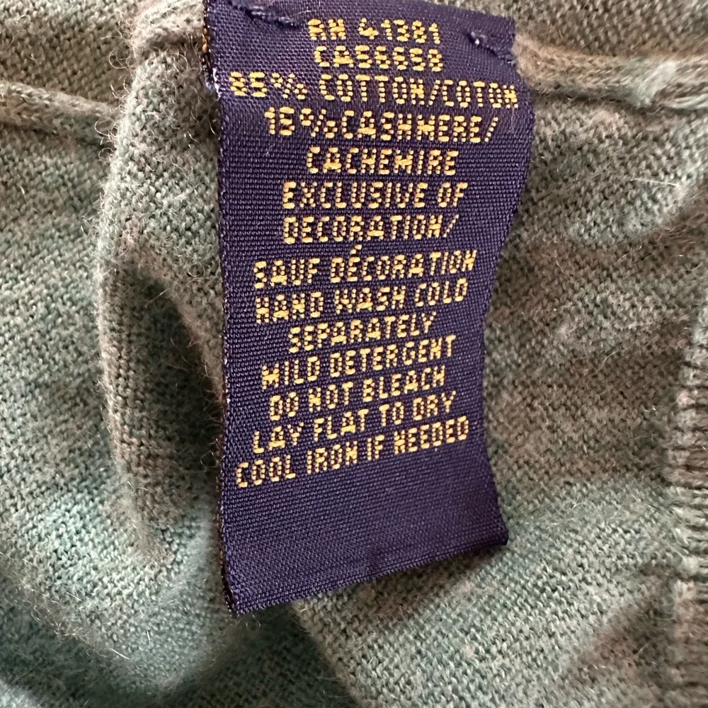 Polo Ralph Lauren Men’s turquoise cotton cashmere crewneck L long sleeve sweater - Picture 11 of 13